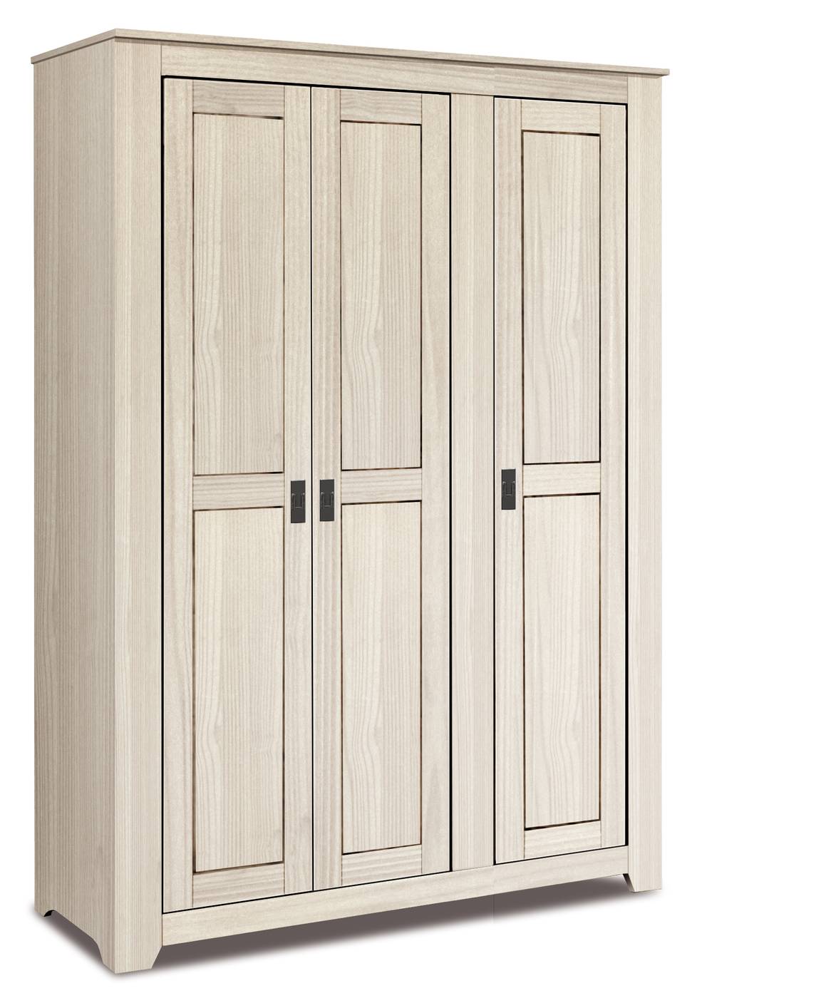 Armario de madera maciza de 3 puertas color blanco lavado